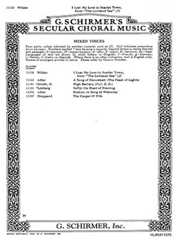 I Lost My Love In Scarlet Town (From 'Lowland Sea') by Wilder Alec for SATB and Piano