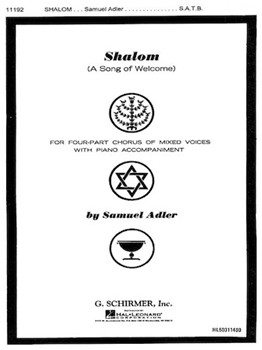 Shalom Song Of Welcome by S Adler for SATB