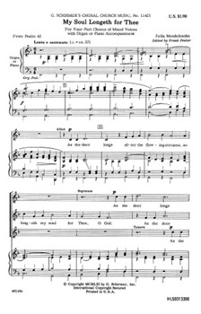 My Soul Longeth For Thee With Organ Or Piano Accompaniment by Mendelssohn Felix - Pooler Frank - for SATB