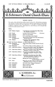 Ave Maria by De Victoria Tomas L - Baldwin R - for SATB