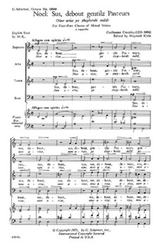 Noel: Sus Debout Gentilz Pasteurs (Now Arise Ye Shepherds Mild) by Costeley Guillaume for SATB a cappella