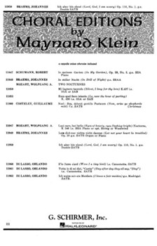 Ich Aber Bin Elend (Lord God I Am Weary) by Brahms Johannes - Klein Maynard - for SATB
