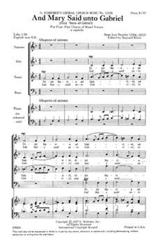 Mary Said Unto Gabriel (Dixit Maria ad Gabriel) by Hassler Hans Leo - M Klein - for SATB