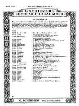 West Wind 4 Winds No4 - A Cappella by Miller D for SATB