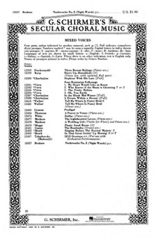 Nachtwache No2 Unac Night Watch by Brahms Johannes for SAATBB