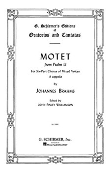 Motet Op. 29 No. 2 (from Psalm 51) by Brahms Johannes - Williamson John Finley - for SATBB