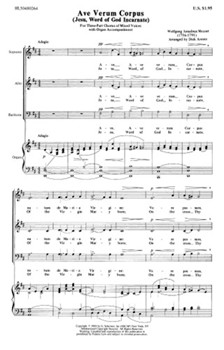 Ave Verum Corpus by Mozart Wolfgang Amadeus - Averre Dick - for SAB and Piano