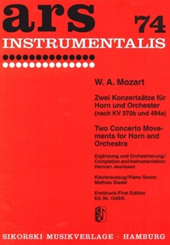 2 Concerto Movements For Horn And Orch by Mozart Wolfgang Amadeus for French Horn