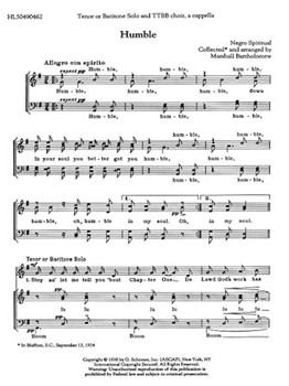 Humble by - Bartholomew Marshall - for TTBB a cappella