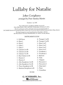 Lullafor Natalie by Corigliano John - Martin Peter Stanle - for Full Score