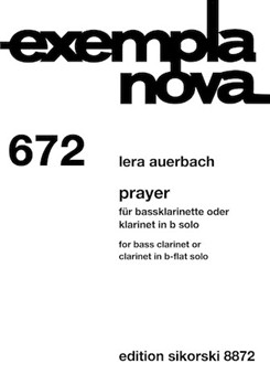 Prayer For Bass Clarinet Of B-flat Clarinet (pod Overseas) by Auerbach Lera for Clarinet