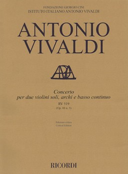 Concerto in A Major for 2 Violins Strings and Basso Continuo - RV519 (Op. 3 No. 5) by Vivaldi Antonio Lucio for Score