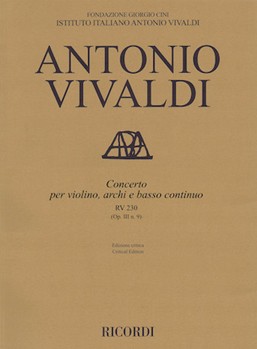 Concerto D Major Violin Strings Continuo Rv230 (op. 3 No. 9) Score by Vivaldi Antonio Lucio for Score