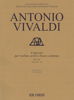 Concerto E Major Violin Strings Continuo Rv265 (op. 3 No. 12) Score by Vivaldi Antonio Lucio for Score