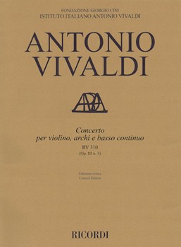Concerto G Major Violin Strings Continuo Rv310 (op. 3 No. 3) Score by Vivaldi Antonio Lucio for Score