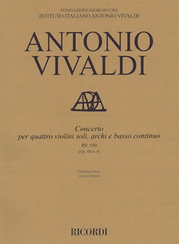 Concerto E Minor 4 Violins Strings Continuo Rv550 (op. 3 No. 4) Score by Vivaldi Antonio Lucio for Score