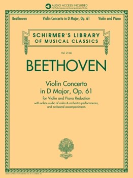 Violin Concerto in D Major Op. 61 by Beethoven Ludwig van for Violin and Piano w/ Audio