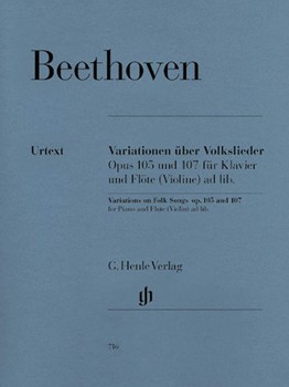 Variations On Folk Songs Opus 105 & 107 by Beethoven Ludwig van for Flute and Piano
