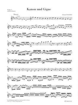 Canon and Gigue for Three Violins and Basso Continuo in D Major by Pachelbel Johann for