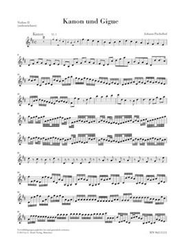 Canon and Gigue for Three Violins and Basso Continuo in D Major by Pachelbel Johann for