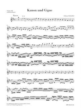 Canon and Gigue for Three Violins and Basso Continuo in D Major by Pachelbel Johann for