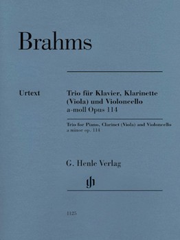 Clarinet Trio in a Minor Op. 114 for Piano Clarinet (Viola) & Cello by Brahms Johannes for Piano Trio