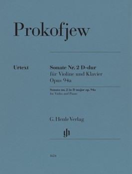 Violin Sonata No. 2 in D Major, Op. 94a - (from Flute and Piano) for Violin