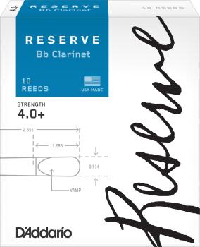 Woodwinds DCR10405 D'Addario Reserve Bb Clarinet Reeds, Strength 4.0+, 10-pack