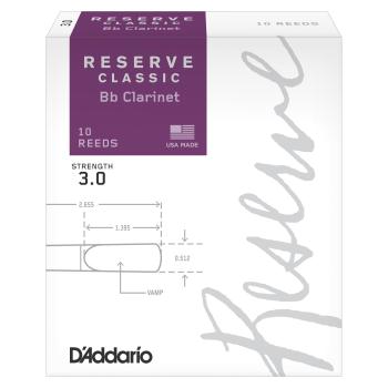 Woodwinds DCT1030 D'Addario Reserve Classic Bb Clarinet Reeds, Strength 3.0, 10-pack
