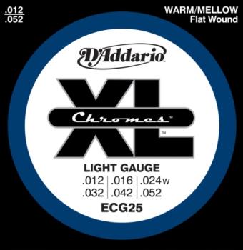 D'Addario ECG25 Chromes Flat Wound Light 12-52 Wound Third