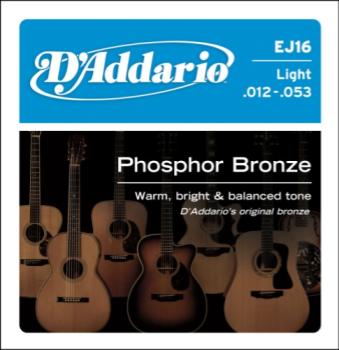 Daddario  D'Addario EJ16 Phosphor Bronze Acoustic Guitar Strings 12-53 Light