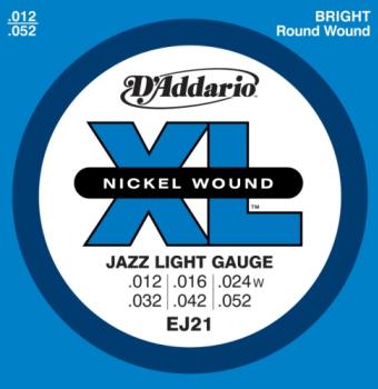 DADDARIO EJ21 Nickel Wound Electric Guitar Strings, Jazz Light, 12-52
