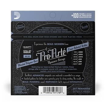 D'Addario EJ44TT ProArte Dynacore Classical Guitar Strings, Titanium Trebles, Extra-Hard Tension