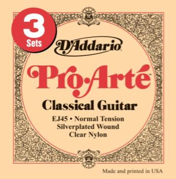 D'Addario EJ453D 3-Pack EJ45 Classical Guitar String Set EJ45-3D