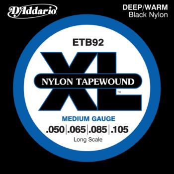 D'Addario ETB92 Bass Black Nylon Tape Wound Long Scale Medium 50-105