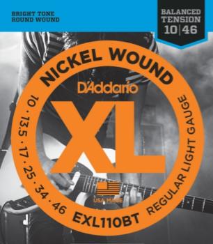DADDARIO EXL110BT Nickel Wnd Electric Gtr Strings, Bal Tension Reg Lt, 10-46