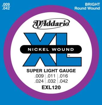 D'addario EXL120 Electric Guitar Strings, Nickel Wound, Super Light, 9-42