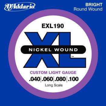 Long Scale 40-100 Custom Light DAddario EXL190 Nickel Wound Bass Guitar Strings