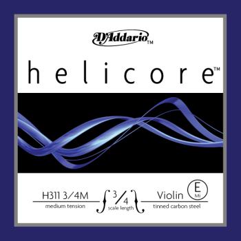D'Addario Helicore Violin Single E String, 3/4 Scale, Medium Tension