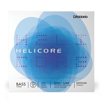 D'Addario Helicore Hybrid Bass Single G String 3/4 Scale Medium Tension for