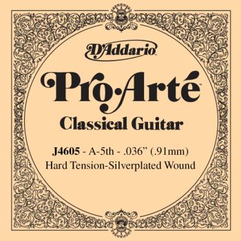 D'Addario J4605 Pro-Arte Nylon Classical Guitar Single String, Hard Tension, 5th String A