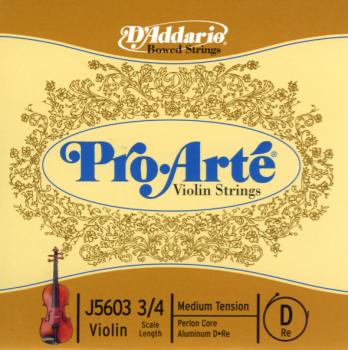 ProArte Violin D String - 3/4, Nylon Core, Aluminum Wound, Medium Tension