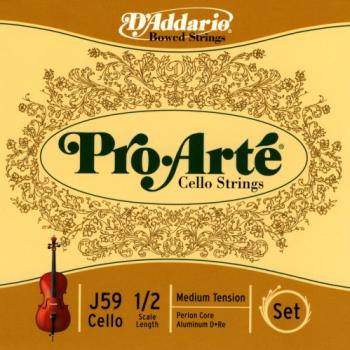 J5912M D'Addario Pro-Arte Cello String Set, 1/2 Scale, Medium Tension