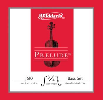 D'Addario Bow J61034M D'Addario Prelude Bass String Set, 3/4 Scale, Medium Tension