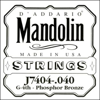 D'Addario J7404 Phosphor Bronze Mandolin Single String, Fourth String, .040