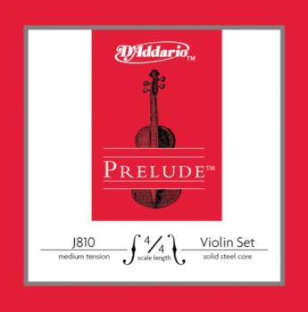 J810-4/4M D'Addario Prelude Violin String Set, 4/4 Scale, Medium Tension