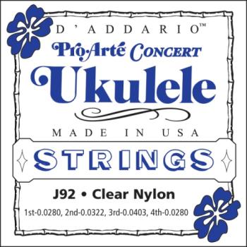 D'Addario J92 Concert Uke Pro Arte Strings