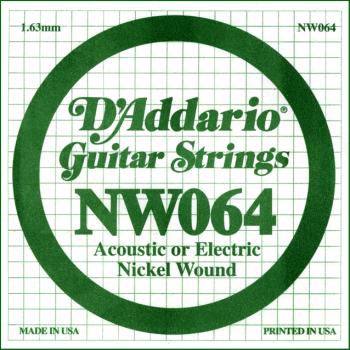 D'Addario NW064 Nickel Wound Electric Guitar Single String, .064