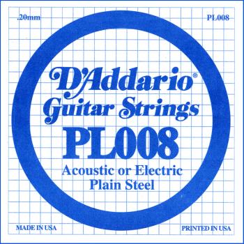 Daddario PL008 .008 Plain Steel Guitar String