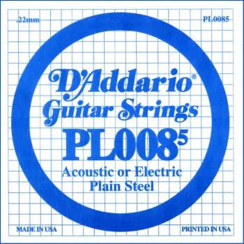D'Addario PL0085 Plain Steel Guitar Single String, .0085